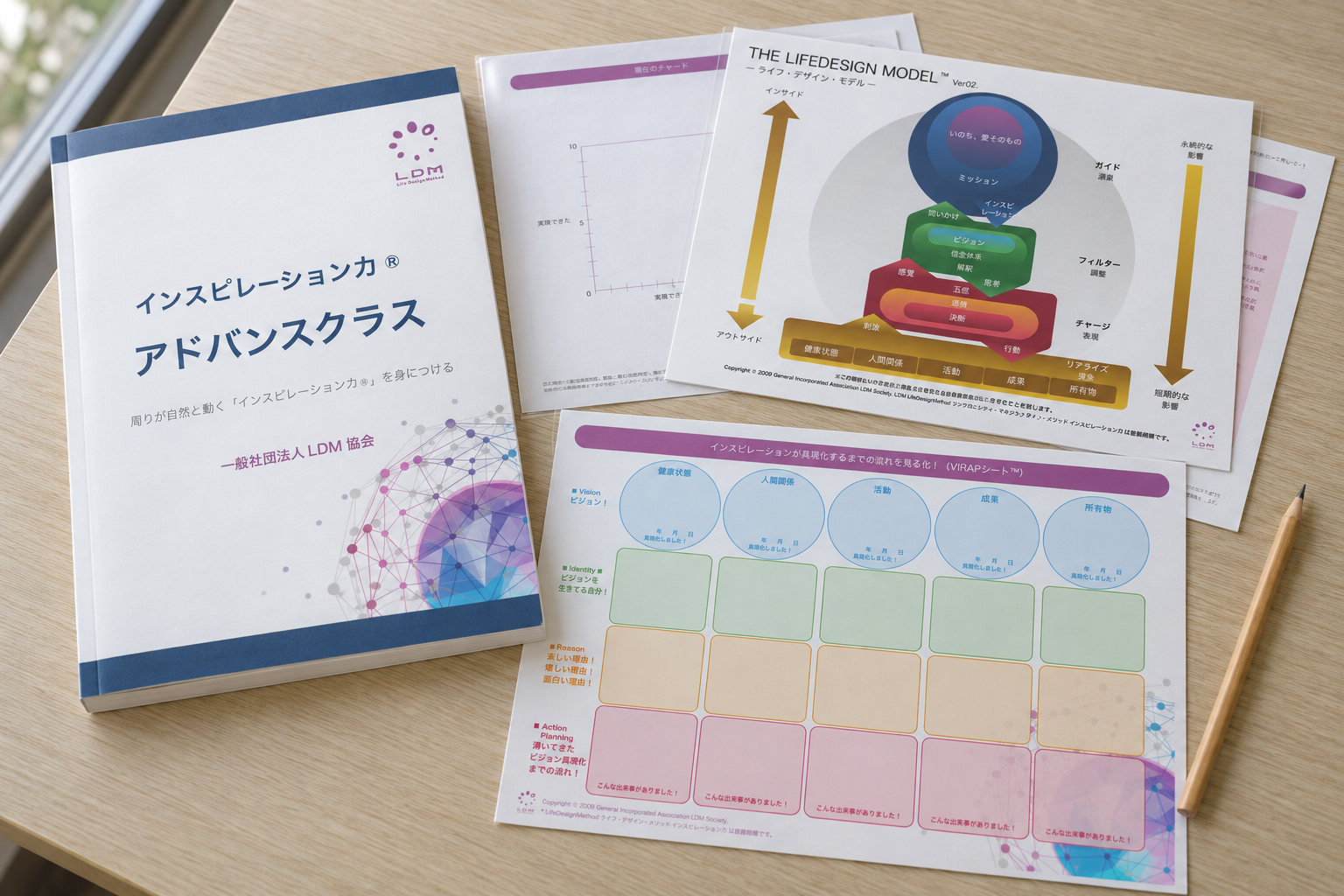 LDM®の教材を机に広げた生成イメージ
